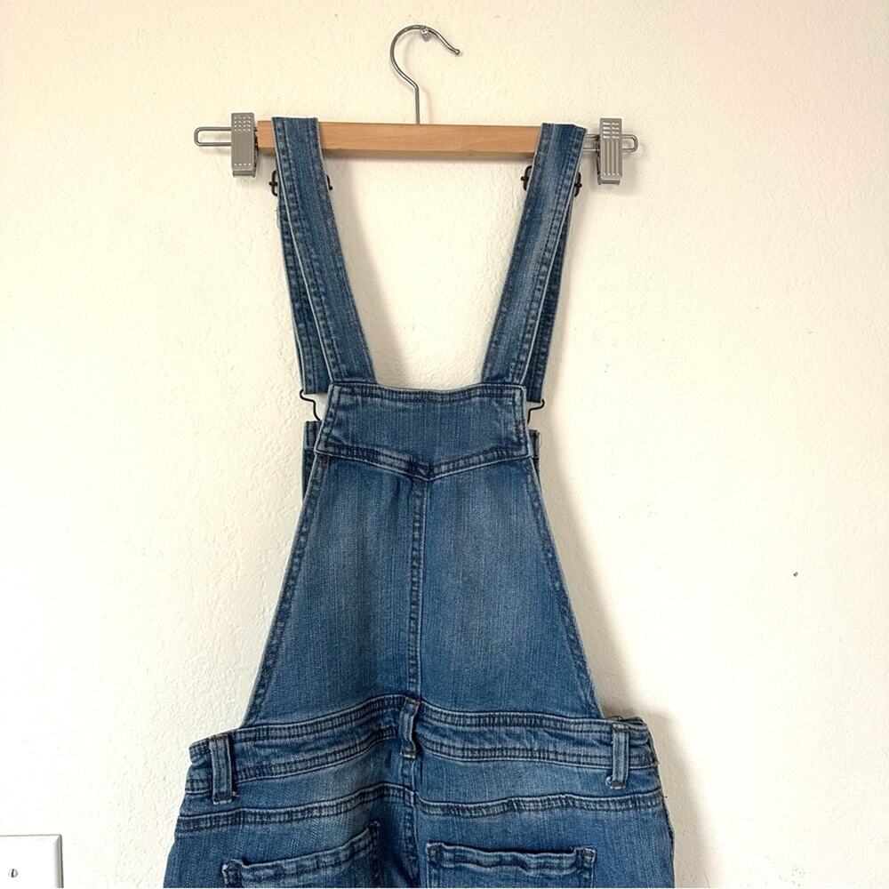 Vanilla Star Blue Wash Denim Distressed Frayed Overall Jeans Y2K Medium - Picture 4 of 12